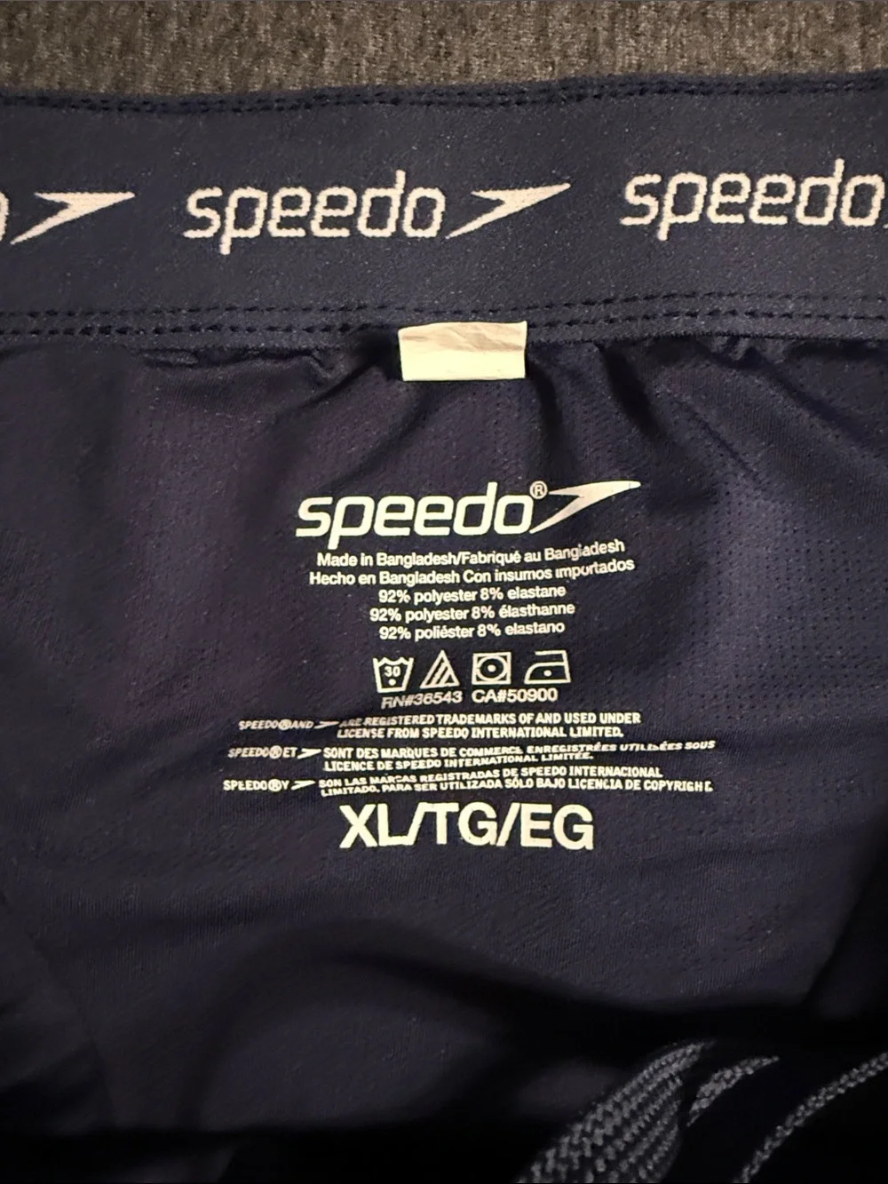 Speedo Men’s Navy and Light Blue Striped Swim Trunks